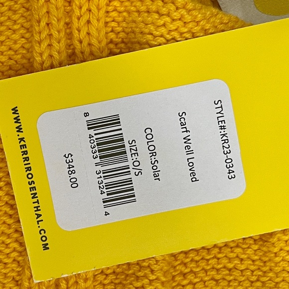 Kerri Rosenthal Scarf Well Loved, Happy Face & Japanese Embroidery, yellow, NWT - Picture 6 of 6